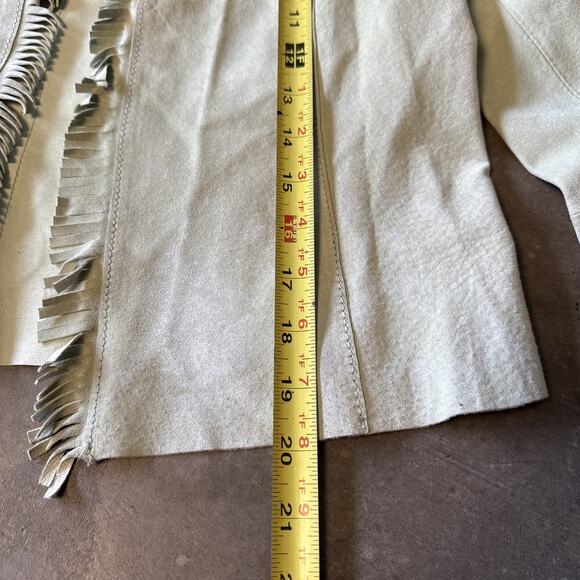 Vintage 90s J. Marco Genuine Leather Suede Green Pistachio Sport Jacket M Fringe - Picture 9 of 15